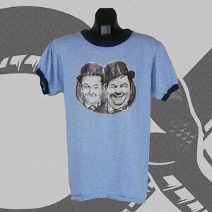 Laurel And Hardy Vintage T-Shirt 1980s Iron-On Men's Large Ringer Tee